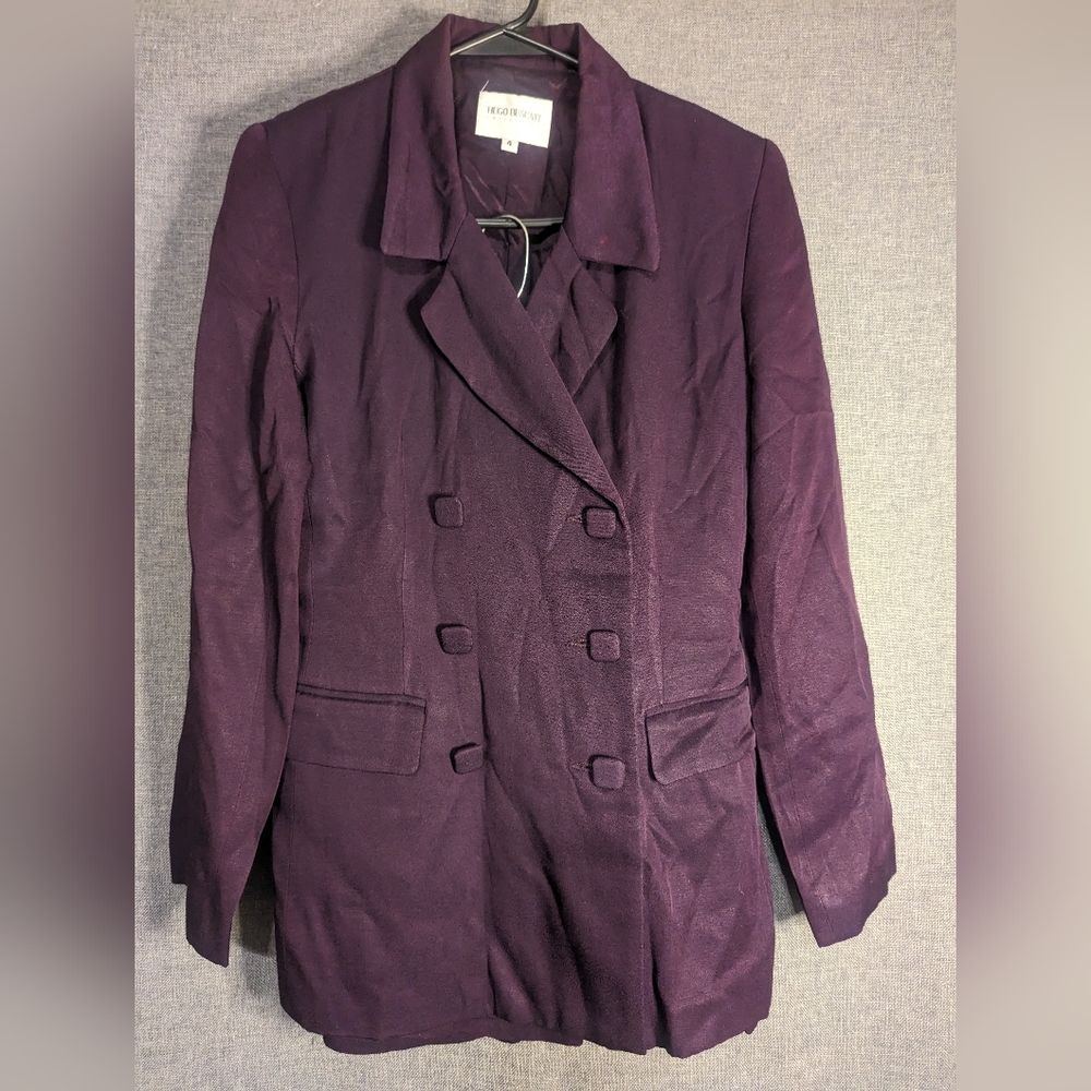 Vintage Eggplant purple Skirt Suit Set by Hugo Buscati